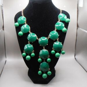 Bold Green Bubble Statement Necklace – 25″ Adjustable – Gold Tone Chain 💚